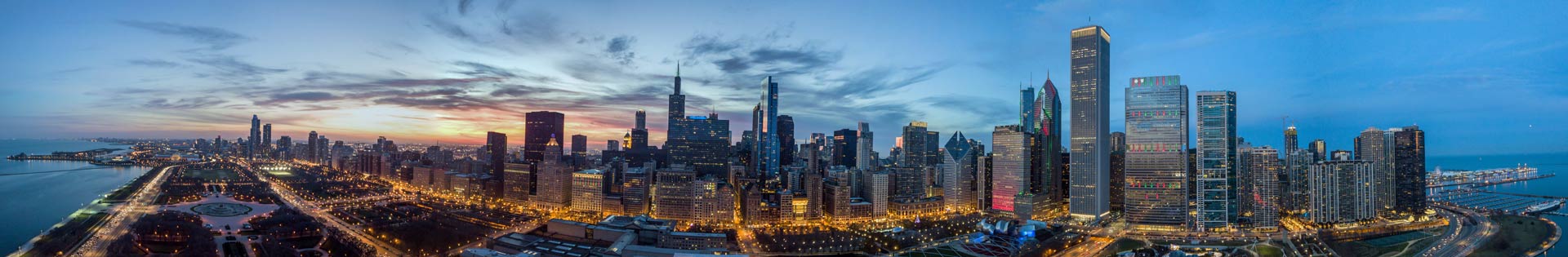 Chicago skyline at dusk